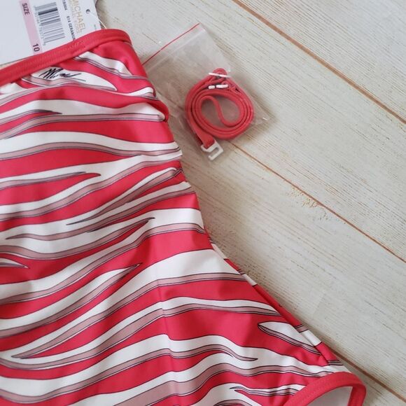 Michael Kors Animal Print Striking Colorful One-Piece Swimsuit Strapless Halter - Picture 6 of 13